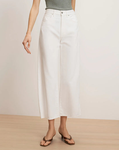 Veronica Beard Taylor Cropped Wide-Leg Jean in White
