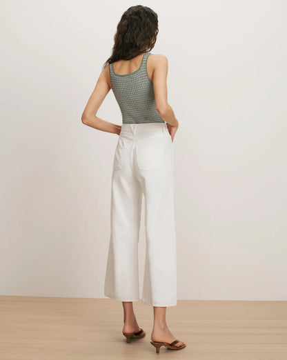 Veronica Beard Taylor Cropped Wide-Leg Jean in White