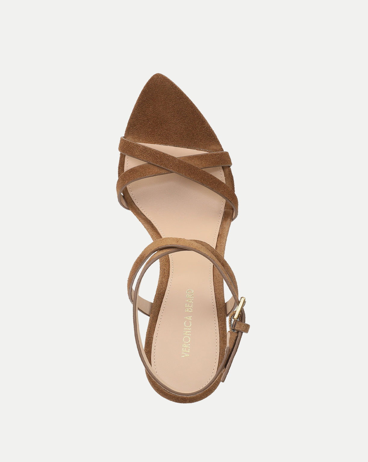 Veronica Beard Lanaya Suede Ankle-Wrap Sandal in Chestnut Brown
