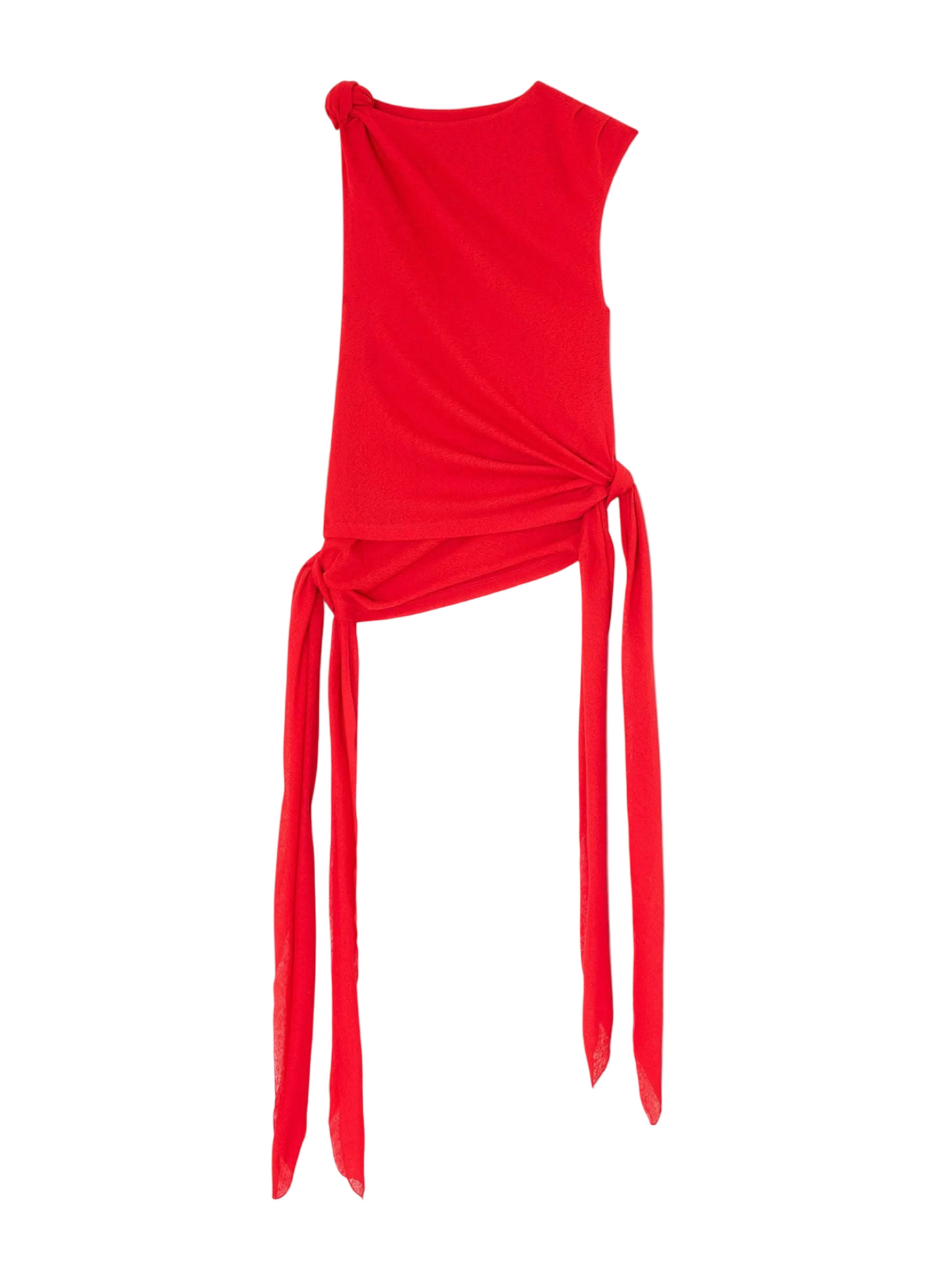 Ganni Marl Mesh Tie Knot Tank in Goji Berry