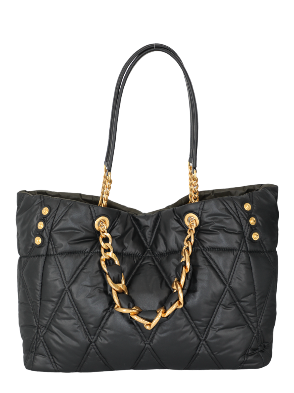 Balmain 1945 Soft Cabas-Grid Quilted Nylon Tote Bag in Noir