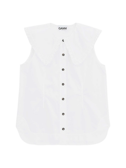 Ganni Sleeveless Shirt in Bright White