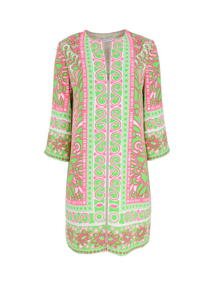 Trina Turk Botanical 3/4-Sleeve Zip Dress in Petra Floral