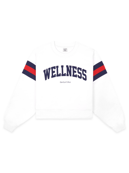 Sporty & Rich Wellness Ivy Rugby Crewneck Sweatshirt in White
