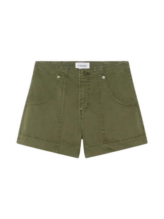 Frame Clean Utility Short in Washed Winter Moss