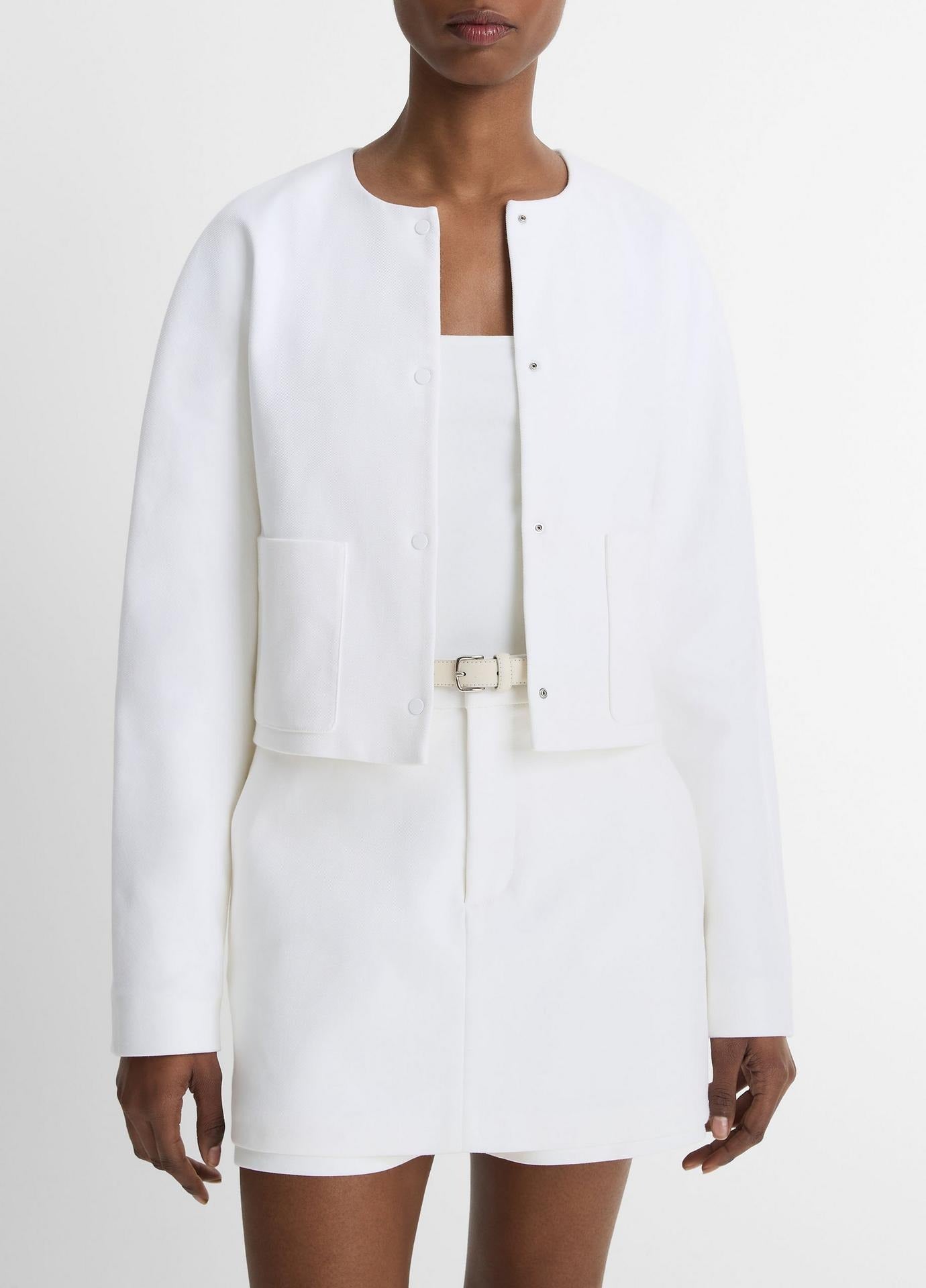 Vince Collarless Jacket in Optic White – Leigh's of Breton Village