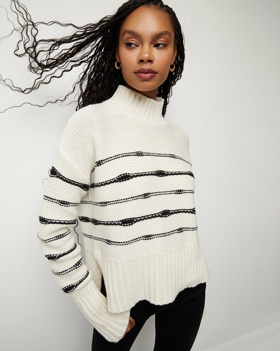 Veronica Beard Viori Sweater in White/Black