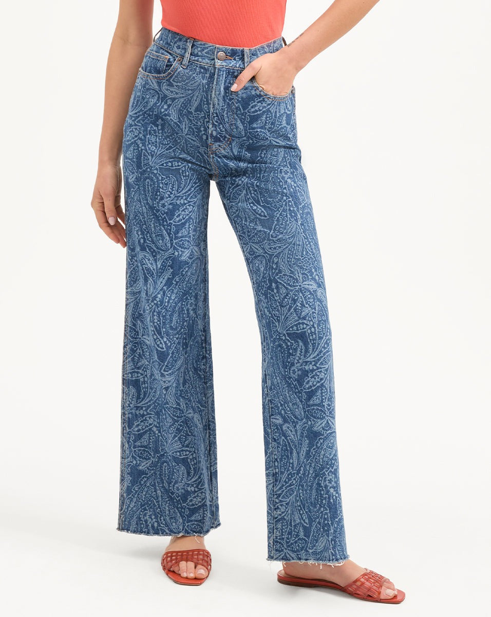 Veronica Beard Taylor High Rise Wide Leg in Atlantic Paisley