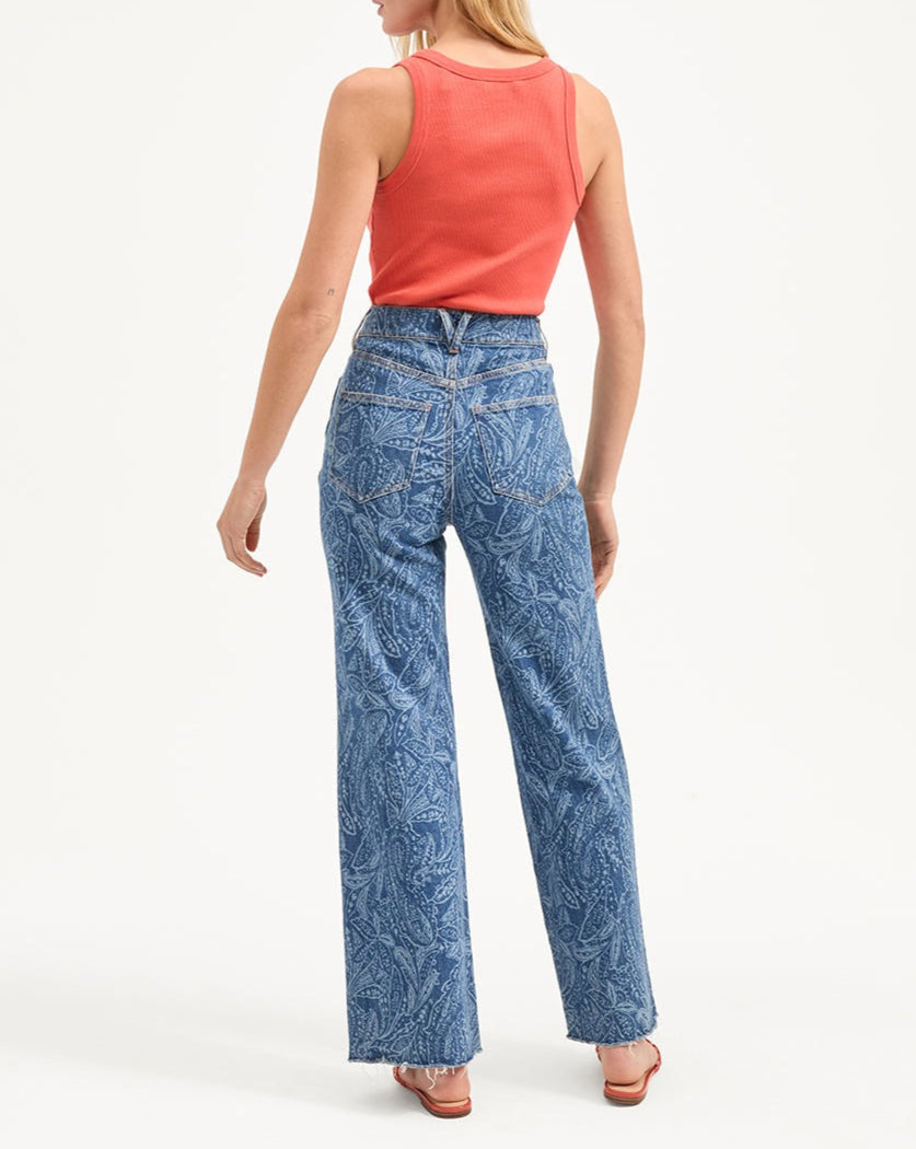Veronica Beard Taylor High Rise Wide Leg in Atlantic Paisley