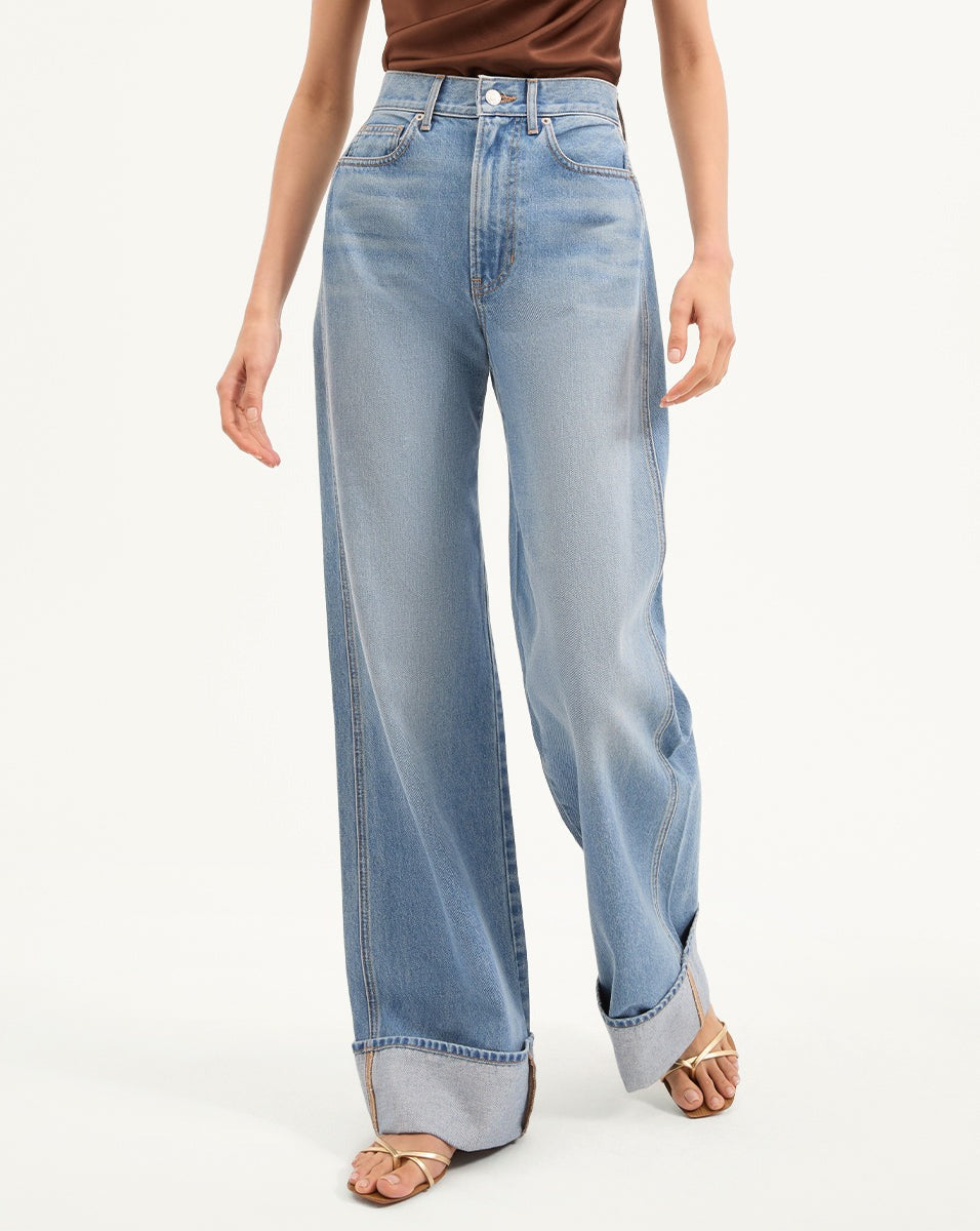 Veronica Beard Taylor High Rise Cuffed Wide Leg in Bright Nova