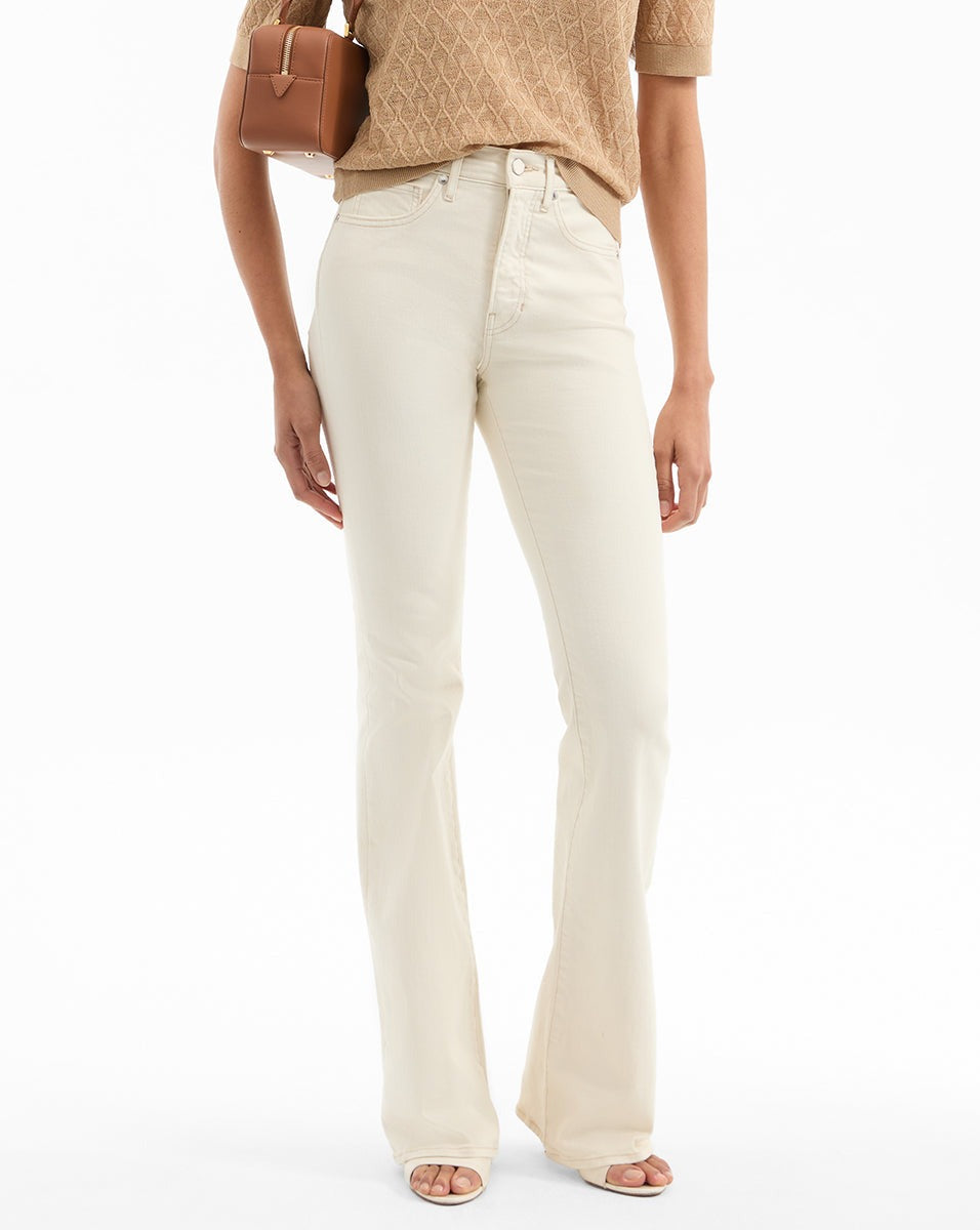 Veronica Beard Beverly High Rise Skinny Flare in Ecru