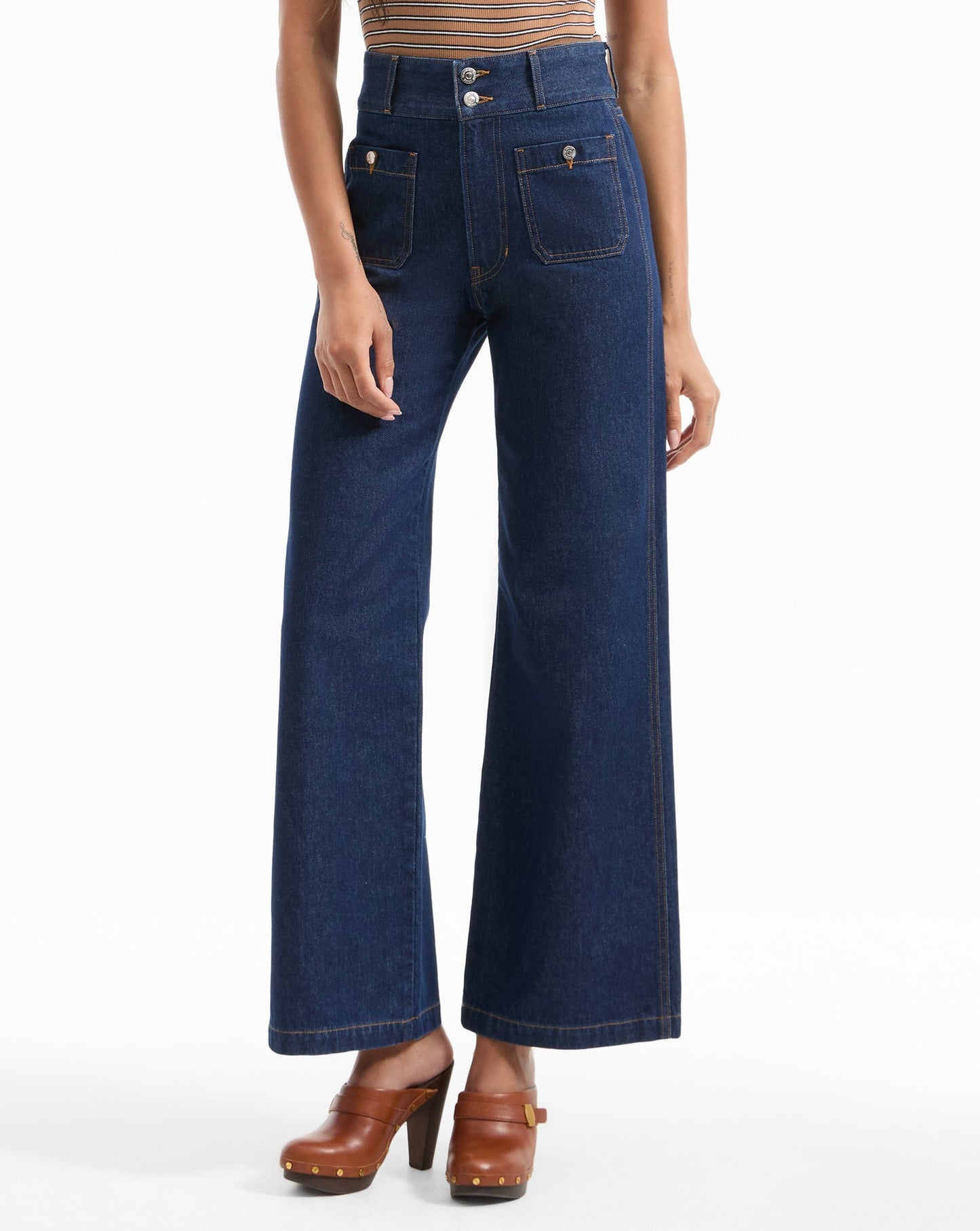 Veronica Beard Taylor High Rise Wide Leg in Indigo Rinse