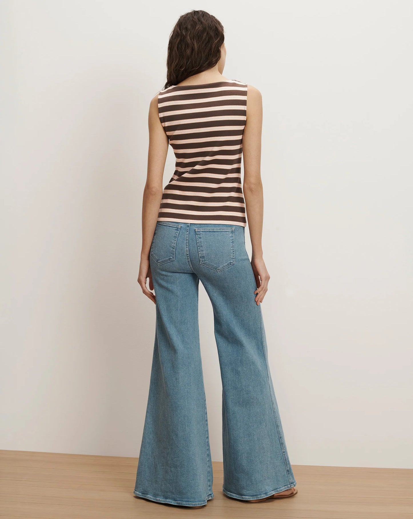 Veronica Beard Uma Vest in Brown Stripe