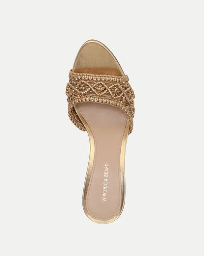 Veronica Beard Tia Macrame Sandal in Pale Gold