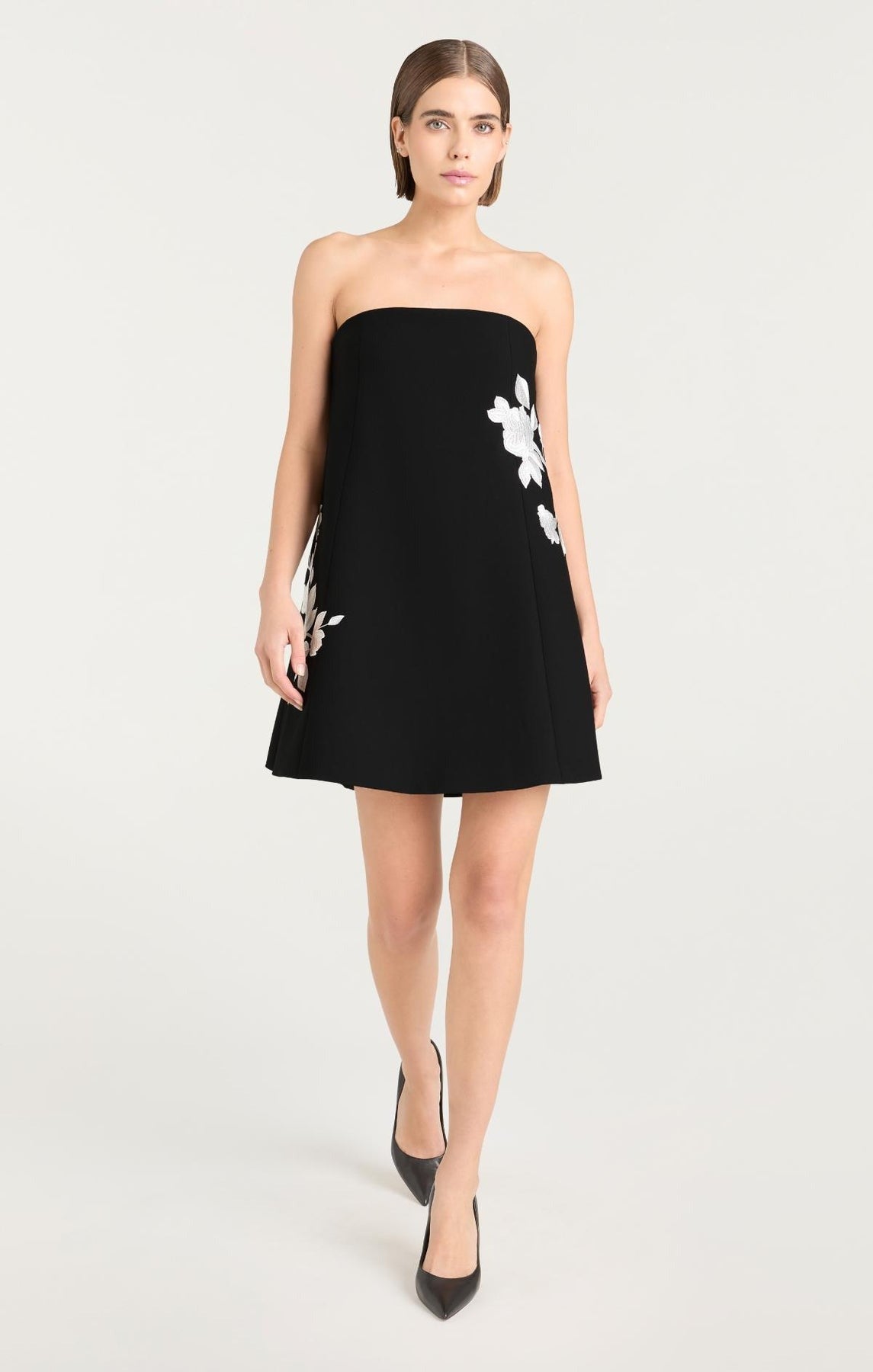 Cinq à Sept Trailing Floral Irla Dress in Black/Ivory