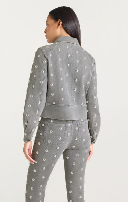 Cinq à Sept Studded Denim Harriet Jacket in Lune/Silver