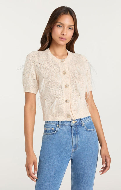 Cinq à Sept Coralie Cardigan in Natural/Sequin