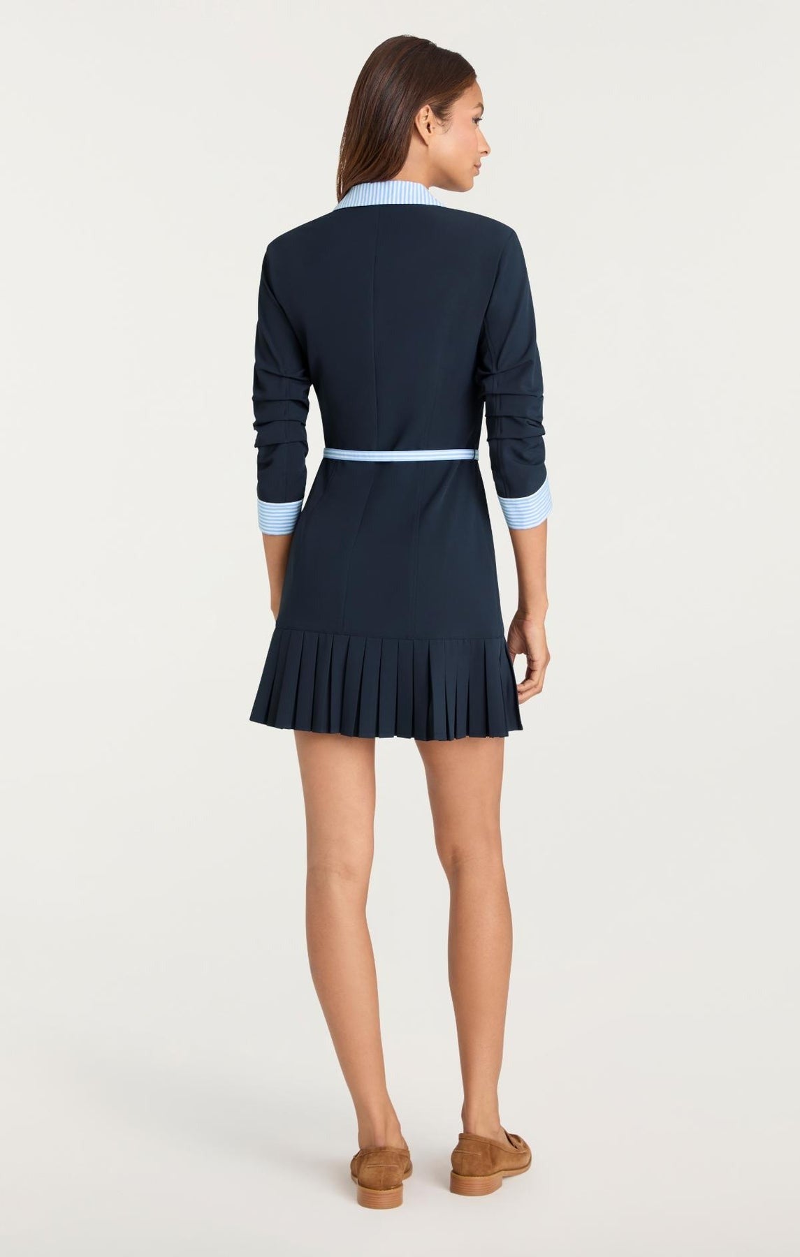 Cinq à Sept Stripe Shirting Lucilla Dress in Navy/Blue Stripe