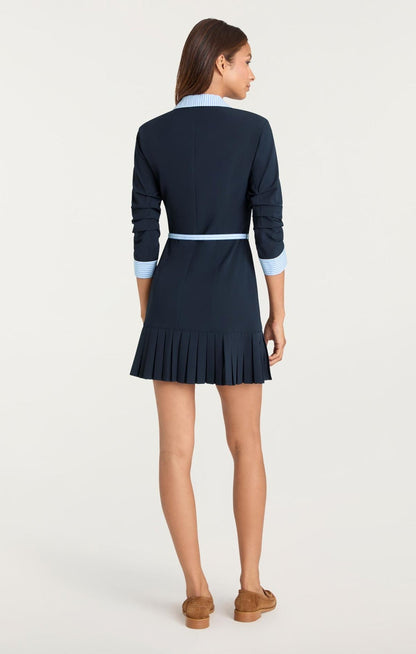 Cinq à Sept Stripe Shirting Lucilla Dress in Navy/Blue Stripe