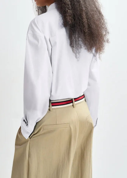Essentiel Antwerp Jambers White and Navy Cotton Shirt With Removable Bow Tie