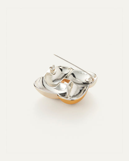 Jenny Bird Woven Square Brooch in Two Tone