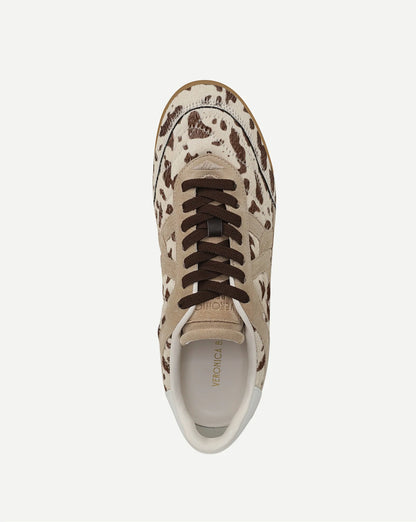 Veronica Beard Natalia Calf Hair Sneaker in Sand/Brown Multi