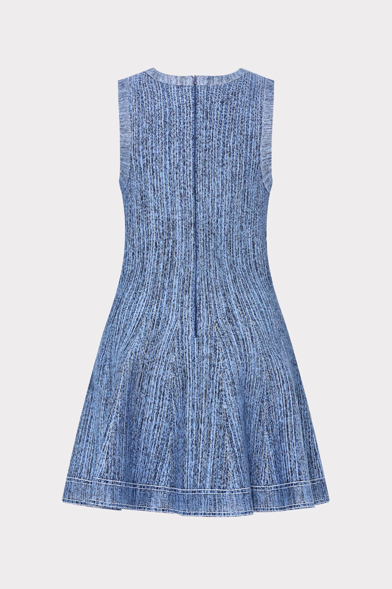 Milly Shelby Pinstripe Knit Flare Dress in Blue Multi