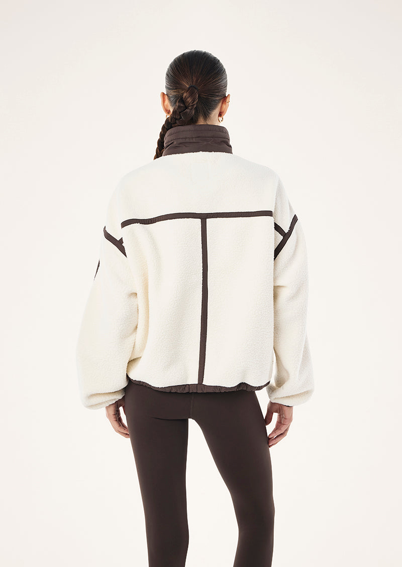 P.E Nation Lennon Sherpa Jacket in Whisper White & Coffee