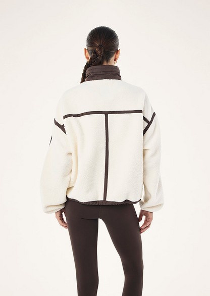 P.E Nation Lennon Sherpa Jacket in Whisper White & Coffee