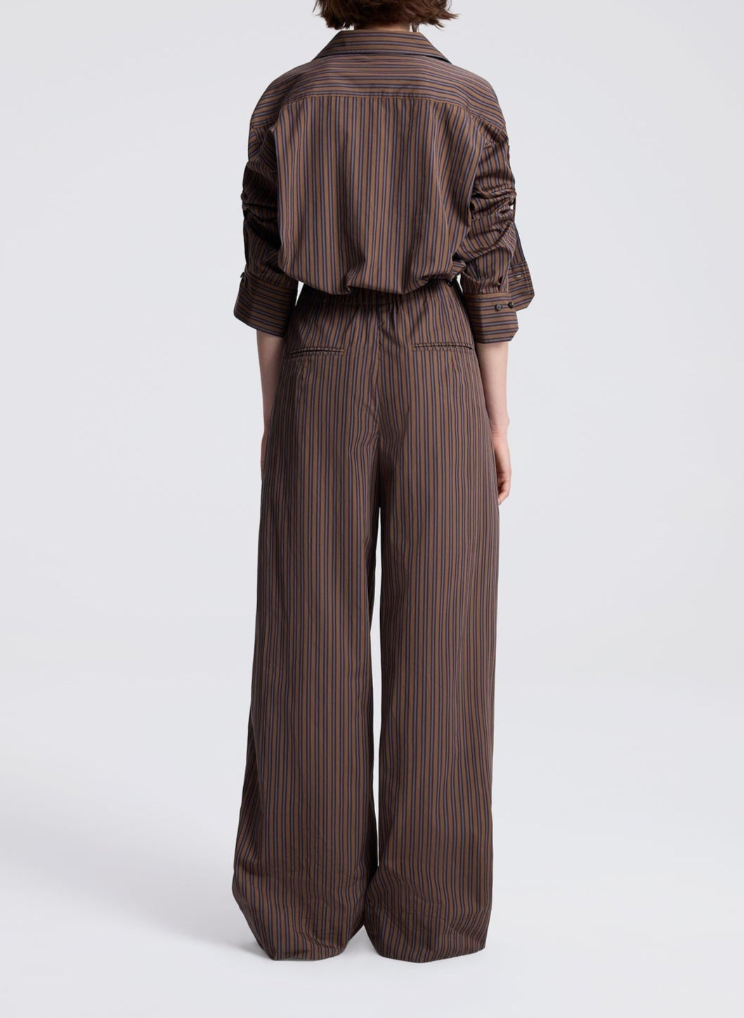 A.L.C. Leo Stripped Cotton Shirt in Brown Multi