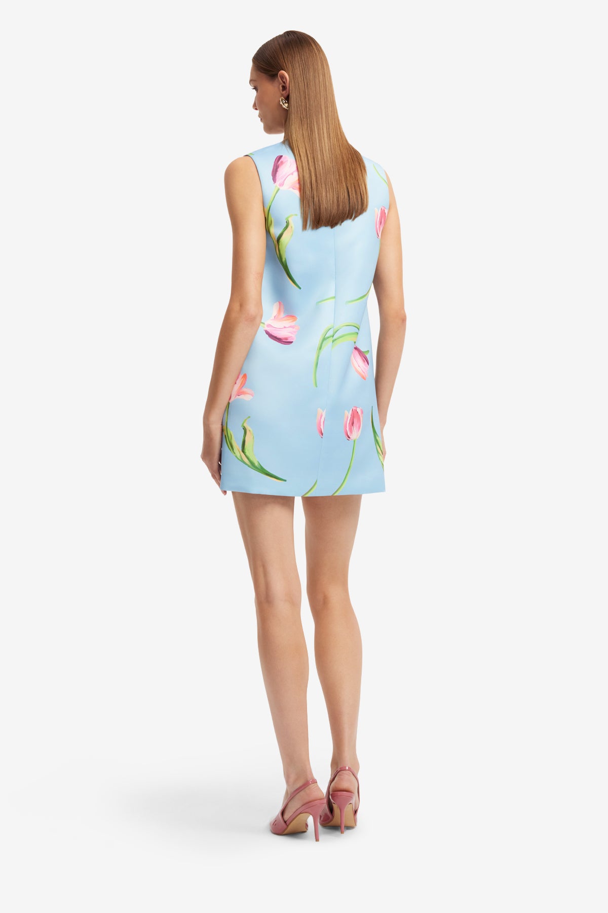 Leo Lin Yvonne Mini Dress in Tulip Print in Blue