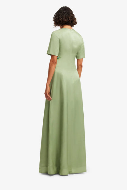 Leo Lin Short Sleeve Maxi Dress in Tulip Print in Green