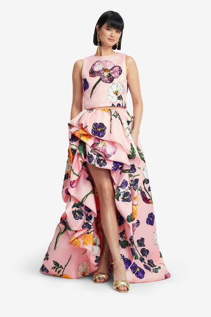 Leo Lin Fiorella Embellished Voluminous Skirt in Windbloom