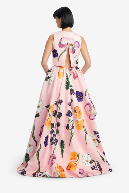 Leo Lin Fiorella Embellished Voluminous Skirt in Windbloom