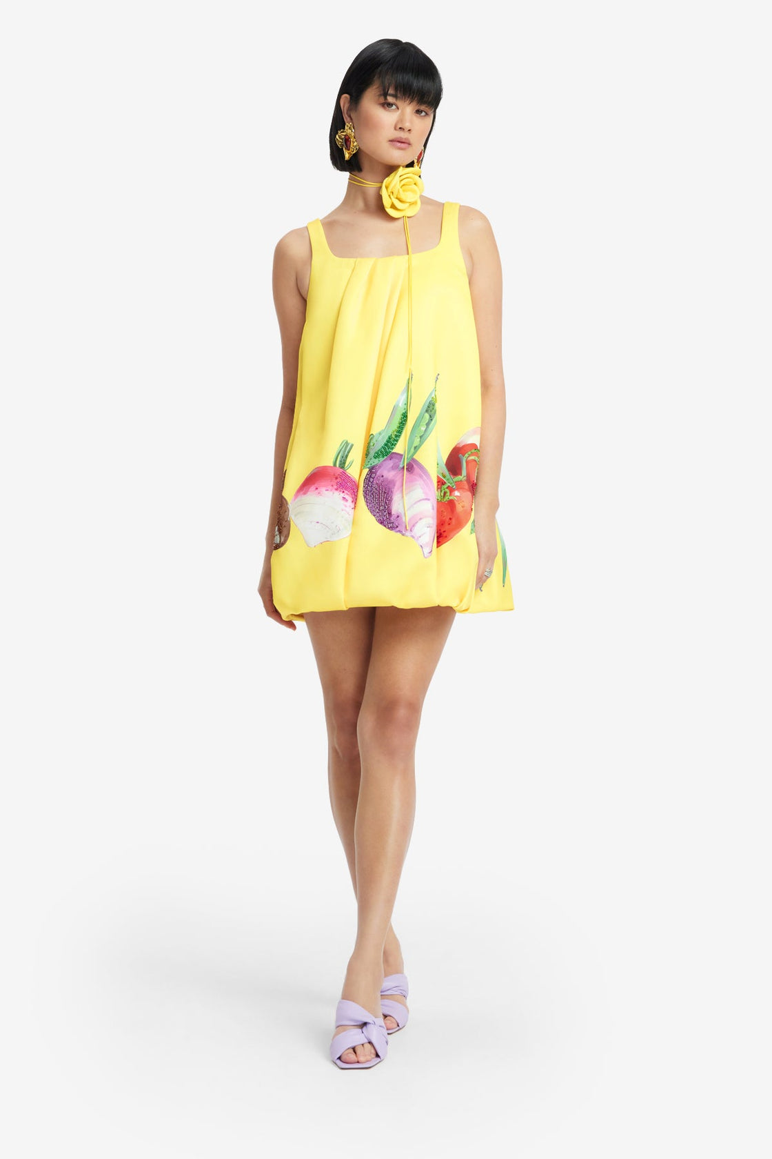 Leo Lin Suki Puff Mini Dress in Harvest Print