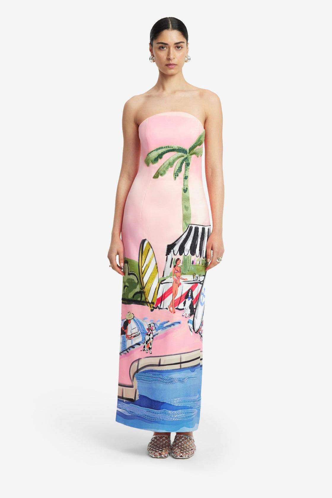 Leo Lin Ava Bustier Maxi Dress in Riviera Print