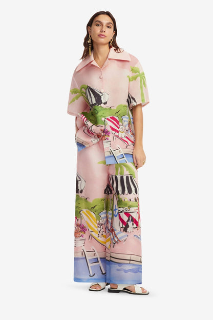 Leo Lin Casey Silk Button Shirt in Riviera Print