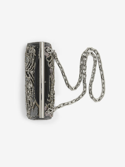 Alexander McQueen T-Bar Mini in Black/Silver
