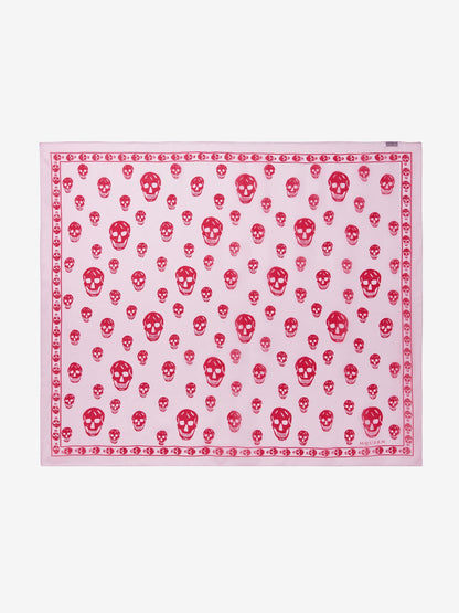 Alexander McQueen Women's Classic Skull Foulard in Rose/Red