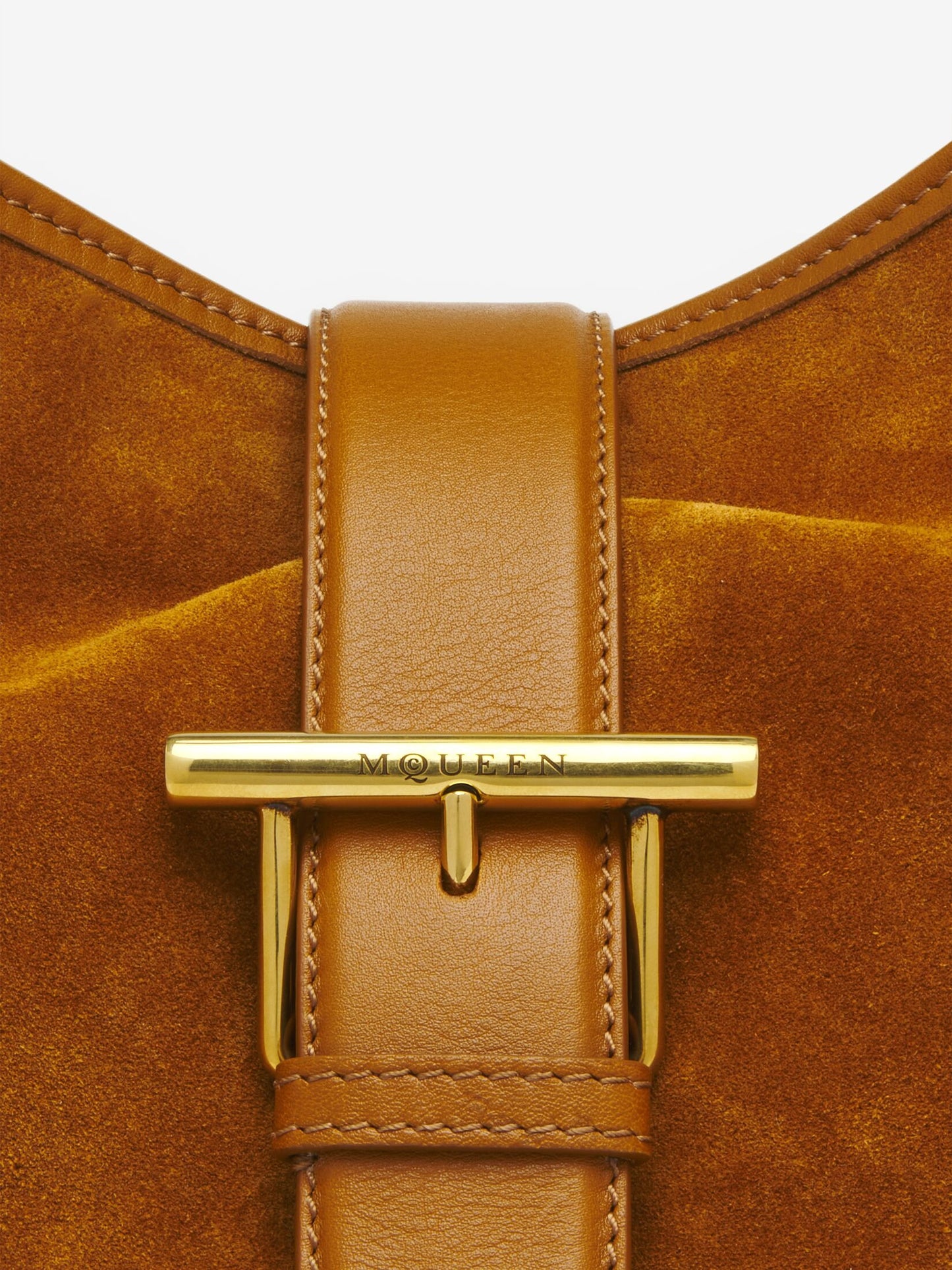 Alexander McQueen T-Bar Shoulder in Light Brown/Gold
