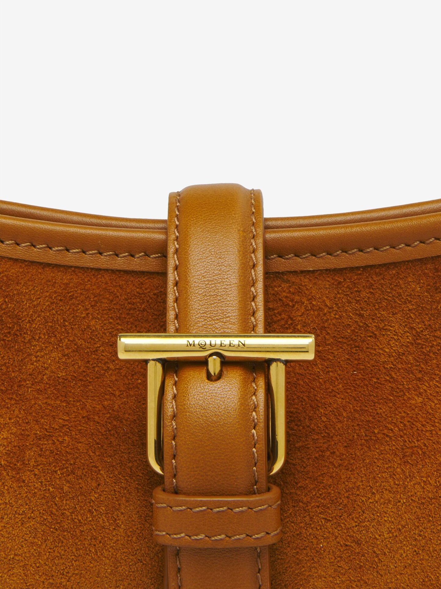 Alexander McQueen T-Bar Shoulder Mini in Light Brown/Gold