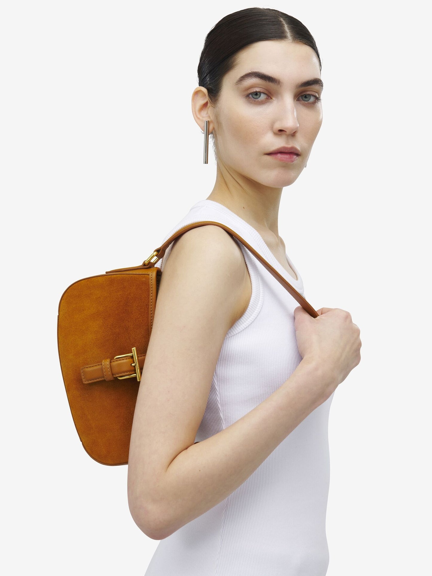 Alexander McQueen T-Bar Shoulder Mini in Light Brown/Gold