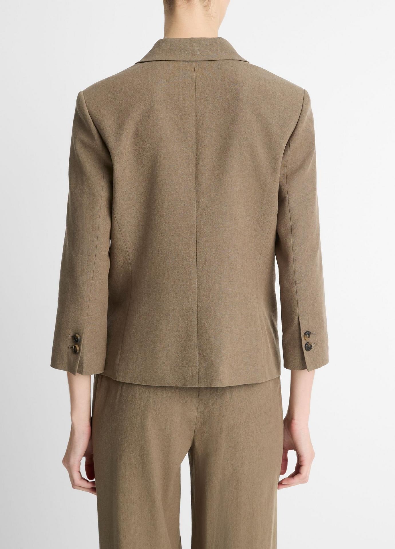 Vince Linen Shrunken Blazer in Moss Smoke
