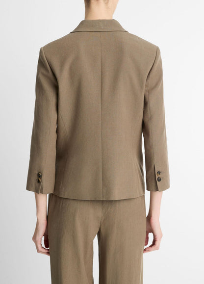 Vince Linen Shrunken Blazer in Moss Smoke