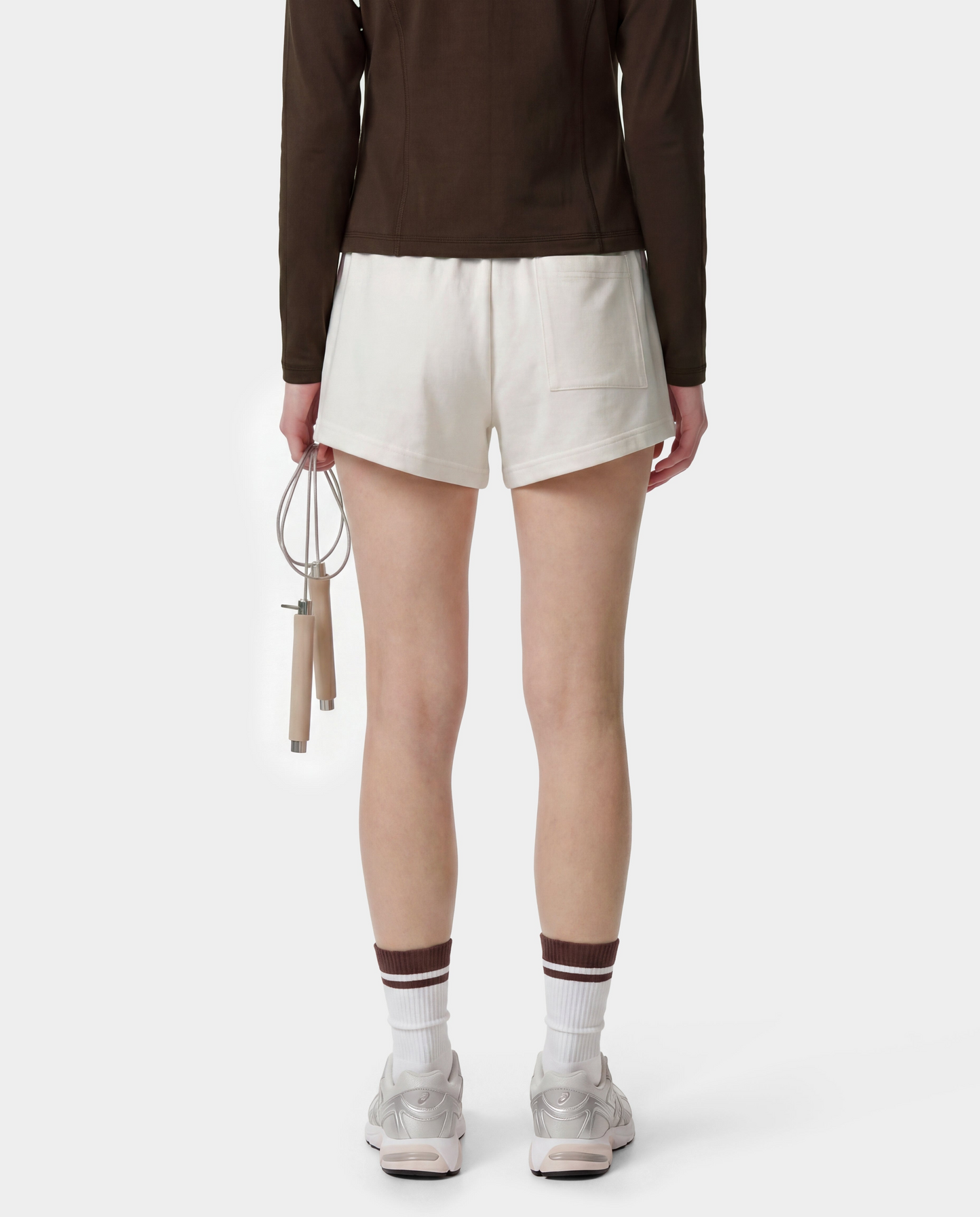 Sporty & Rich SR Sport Embroidered Disco Short in Ecru