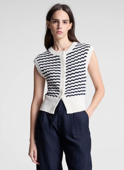A.L.C. Margo Top in Parchment/Navy Stripe