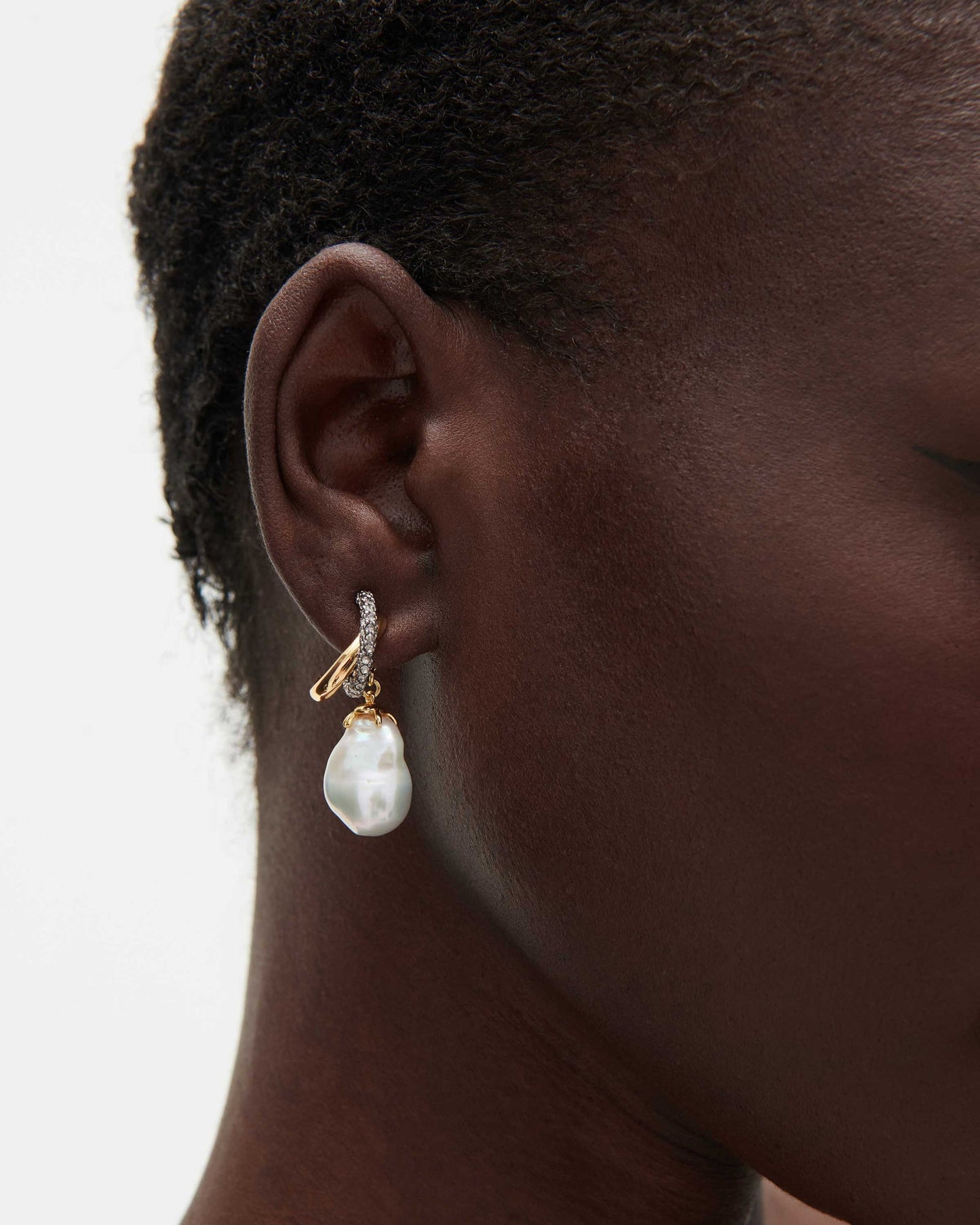 Demarson Melu Earrings in Gold/Gunmetal/Crystal