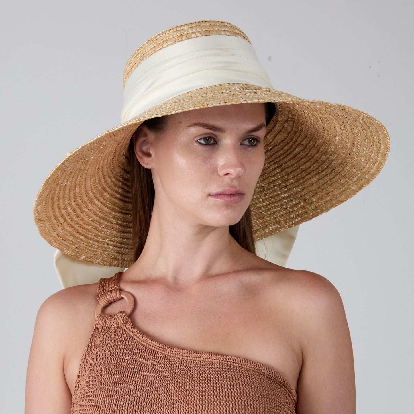 Eugenia Kim Mirabel Straw Wide-Brim Sunhat in Natural With Cream