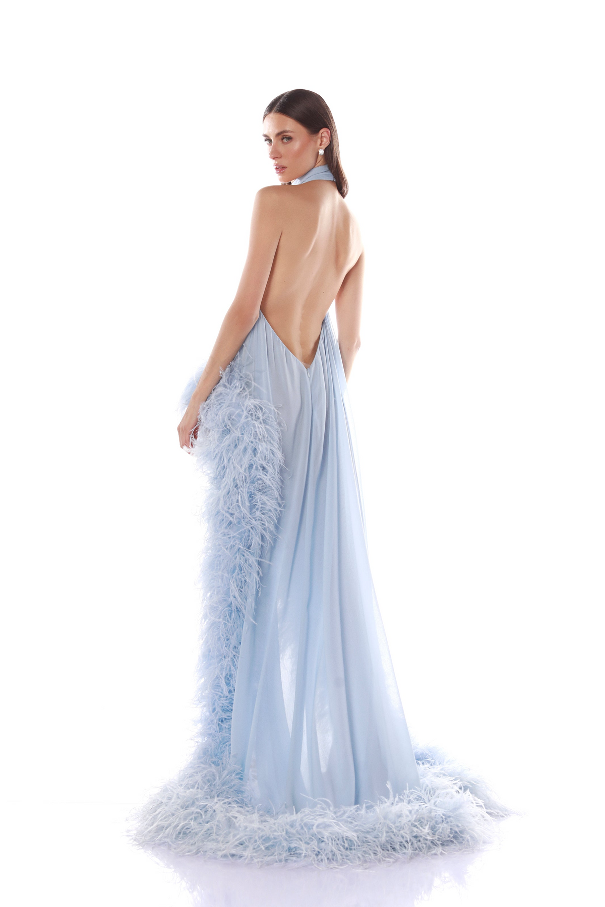 Bronx and Banco Madeline Halterneck Gown in Powder Blue