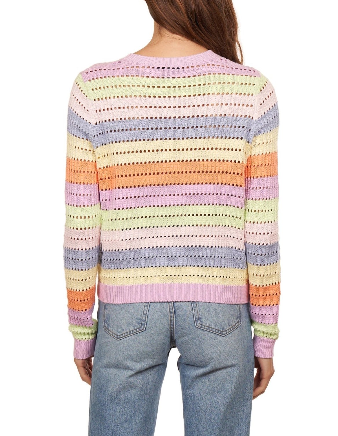 Autumn Cashmere Rainbow Pointelle Stripe Sweater